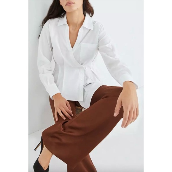 Veronica  Beard Rosamund Poplin Shirt In White, 12 - Picture 4 of 10